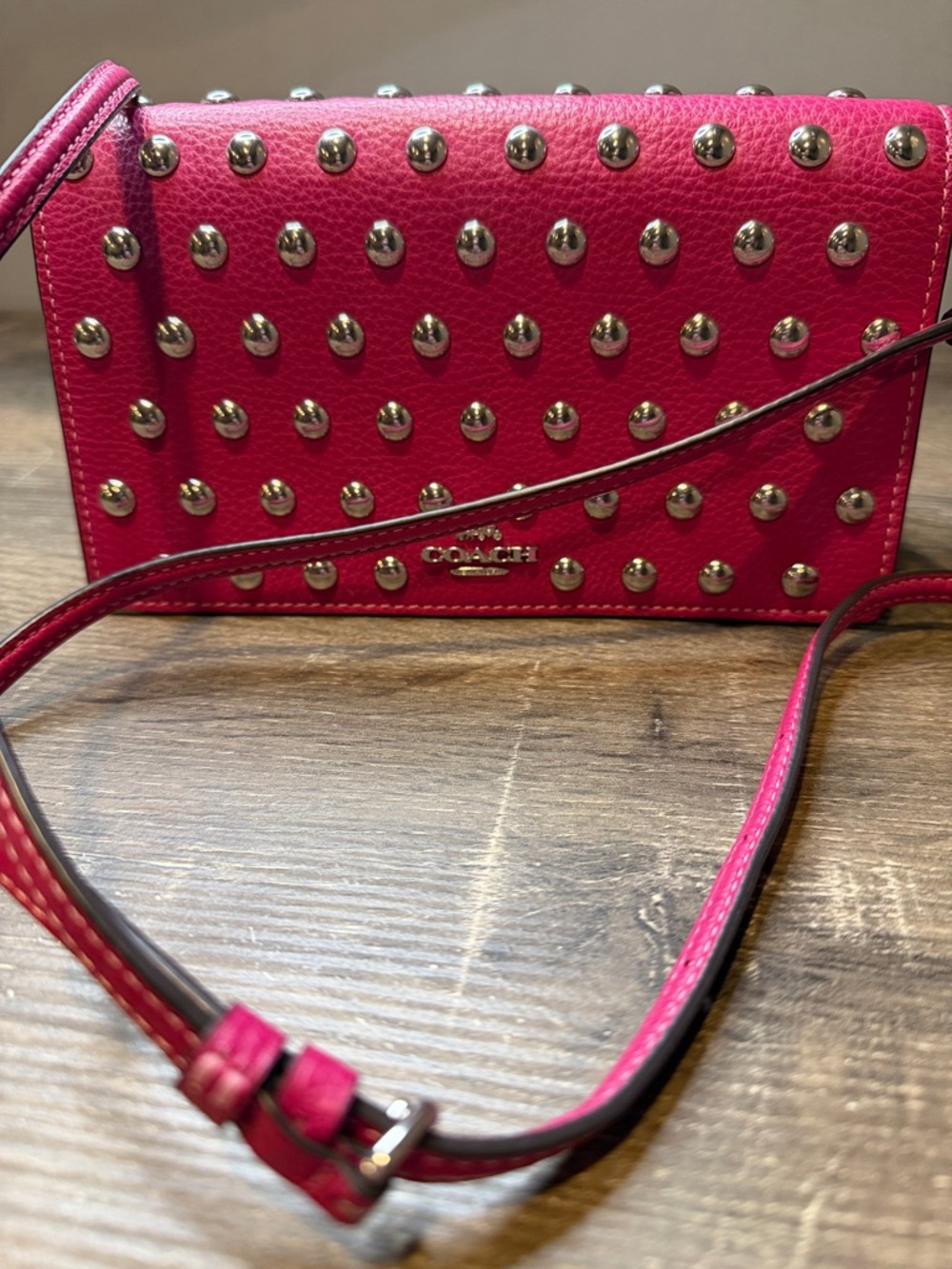 Coach Hot Pink Studded Crossbody